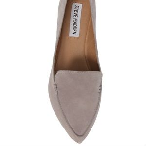 Feather Loafer Flat, Steve Madden, Grey Suede